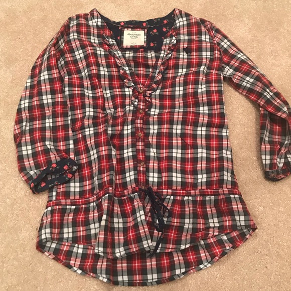 Vintage! A&F button down plaid peplum shirt - Picture 2 of 5